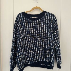 Entro Navy and White Patterned Sweater